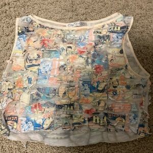 Newspaper scraps style crop top